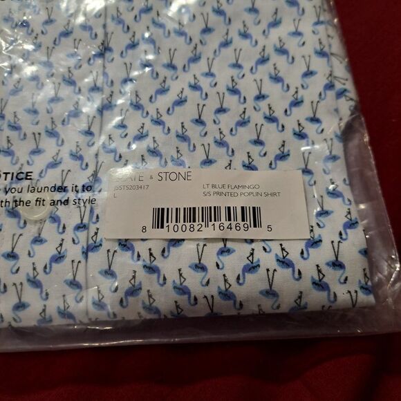 Slate & Stone Button Down Blue Flamingo collar Shirt Short Sleeve NWT - Picture 11 of 11